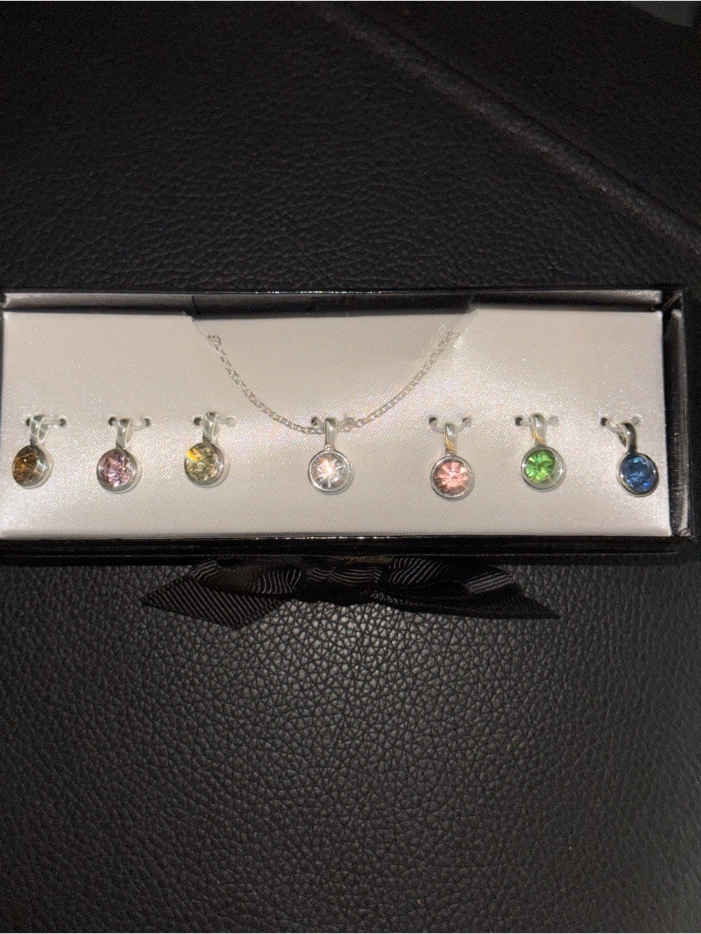 Sterling Silver Multicolor Birthstone Necklace with Interchangeable Charms